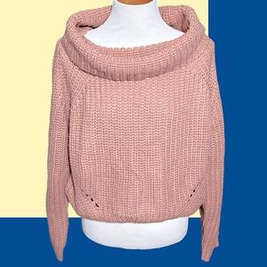 NWT Moon & Madison Cozy Collection Pink Beige Sweater Cowl Neck Size Medium M